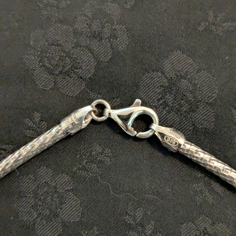 Sparkly Solid Sterling Silver Snake Chain Necklac… - image 4